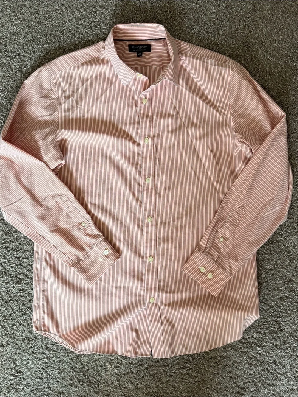 Banana Republic Orange and White Striped Business Button Down Shirt Size L